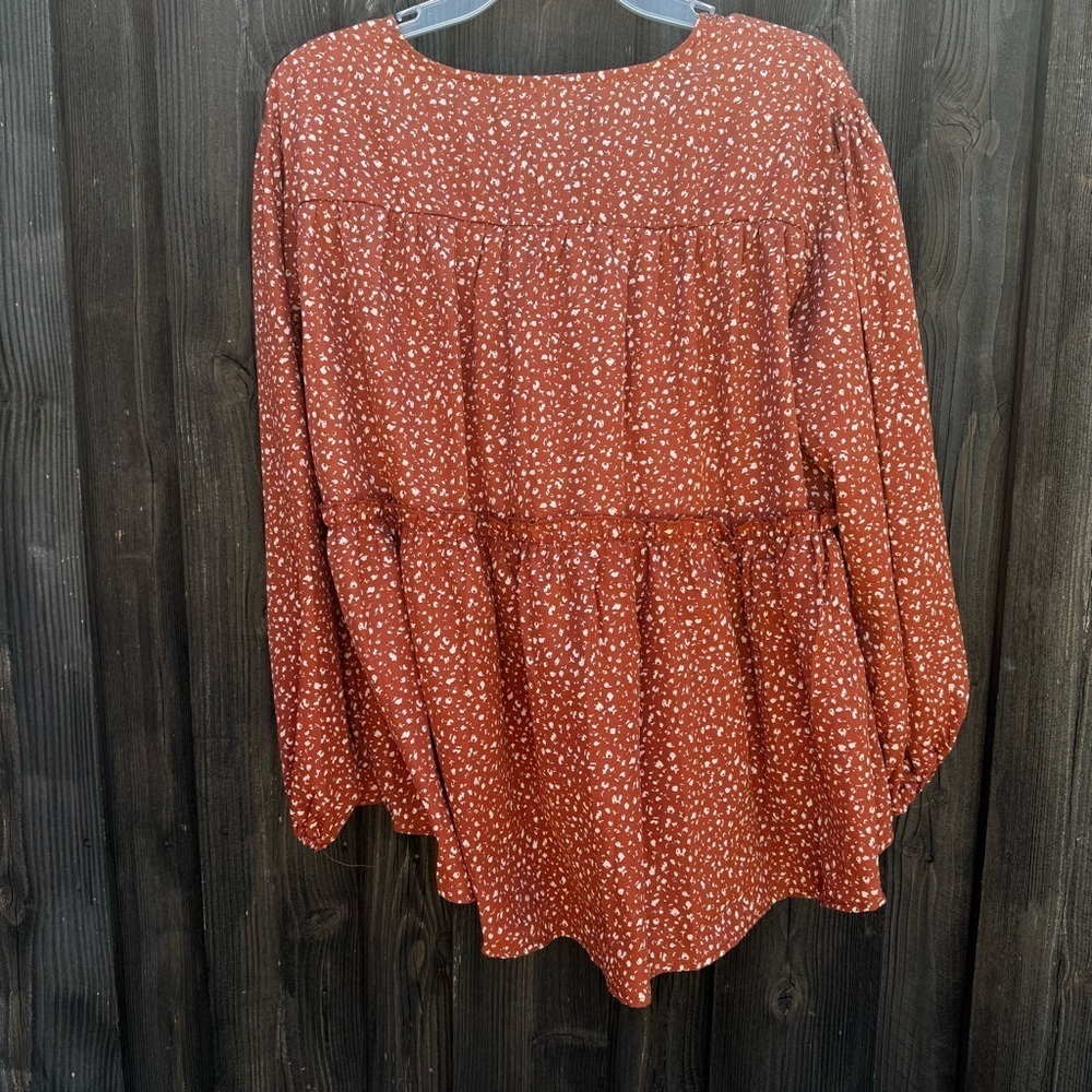 Hayden Orange Bishop Sleeve Blouse with Tie Front - Picture 14 of 14